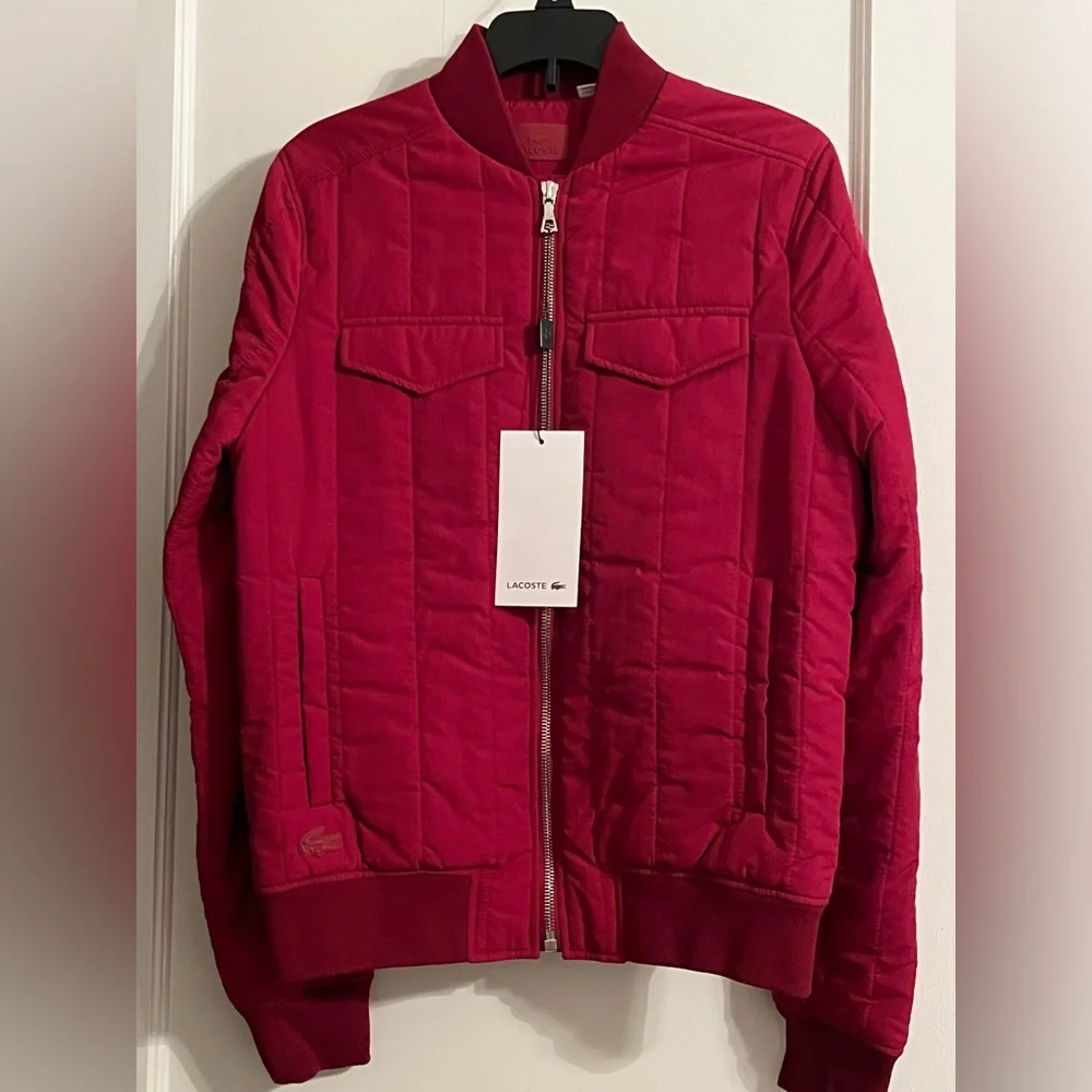 New Lacoste Red Bomber Jacket Size 36 - Picture 1 of 11